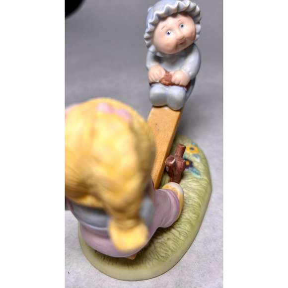 Vinatge Cabbage Kids Porcelain Teeter Totter See Saw Figurine 1984 Signed - Picture 4 of 5